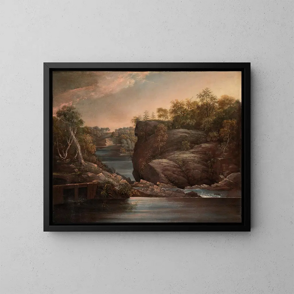 Cascate di Norwich o Le cascate del Yantic a Norwich - John Trumbull — quadro incorniciato alla parete