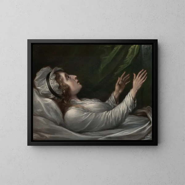 Sarah Hope Harvey sul suo letto di morte - John Trumbull — quadro incorniciato alla parete