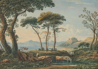 John Varley - A distant view of Harlech Castle and Snowdon beyond North Wales.webp