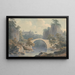 Flusslandschaft mit einer einzigen Bogenbrücke - John Warwick Smith — gerahmtes Bild an der Wand