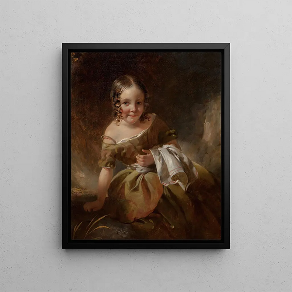 John Watson Gordon - Portrait of a young girl with curls in an olive green dress.webp