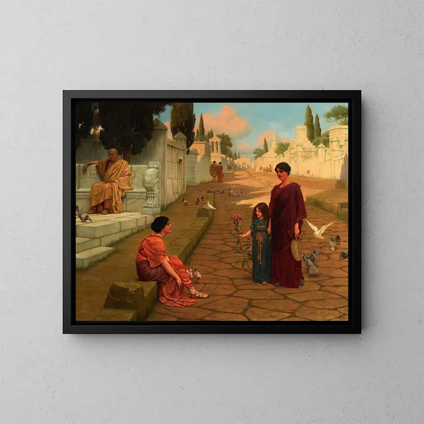 Fuori dalla porta di Pompei - John William Godward — quadro incorniciato alla parete