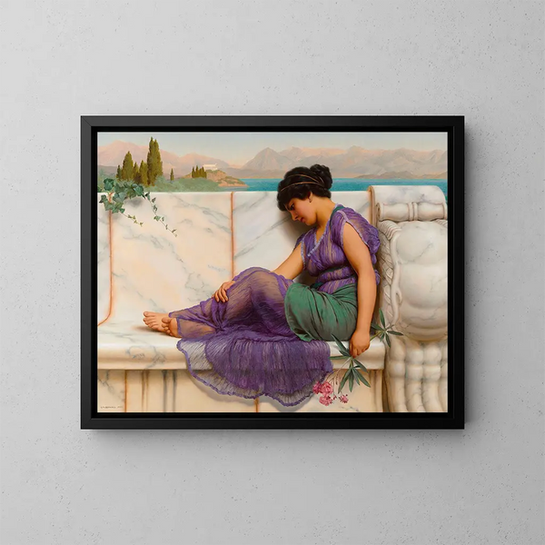 Sogni d'estate oziosi - John William Godward — quadro incorniciato alla parete