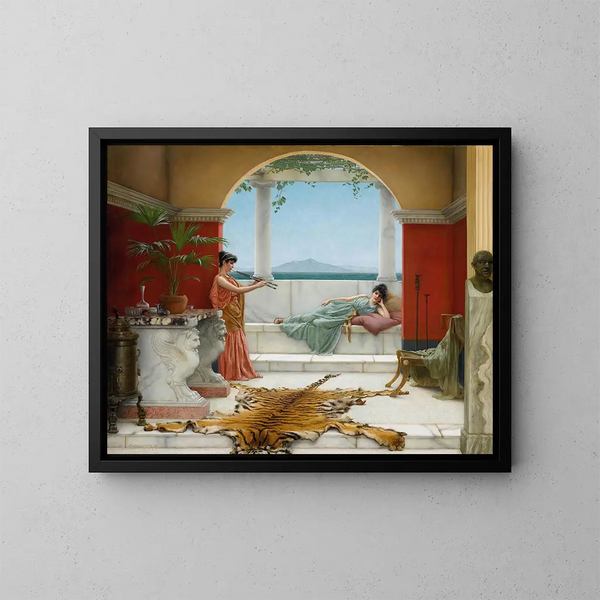 La dolce siesta di un giorno d'estate - John William Godward — quadro incorniciato alla parete