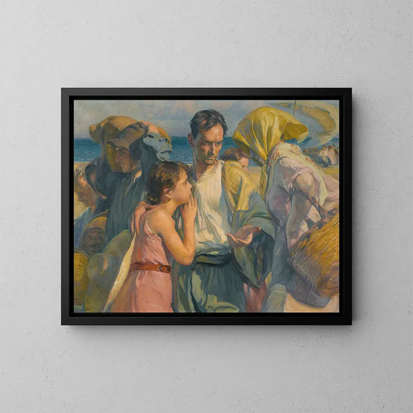 Rückkehr vom Fischfang - José Mongrell — gerahmtes Bild an der Wand