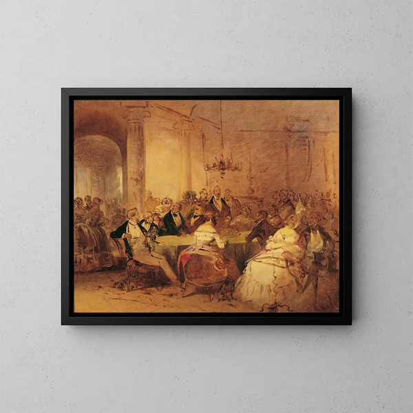 Gesellschaftsszene - Josef Danhauser — gerahmtes Bild an der Wand