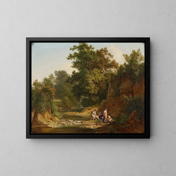 Paesaggio con bagnanti - Josef Feid — quadro incorniciato alla parete