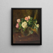 Naturmorte mit Rosen in einer Glasvase und zwei Eheringen - Josef Jungwirth — gerahmtes Bild an der Wand