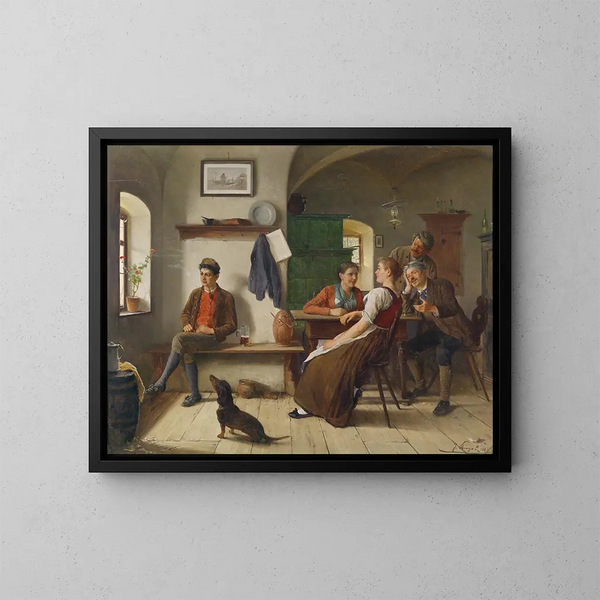 In der Bauernstube - Josef Kinzel — gerahmtes Bild an der Wand