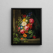Ein großer Blumenstrauß mit Rosen, Kapuzinerkresse und Schmetterlingen - Josef Lauer — gerahmtes Bild an der Wand