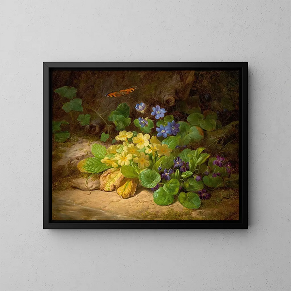Kleine Blumenkomposition aus Alpenblumen - Josef Lauer — gerahmtes Bild an der Wand