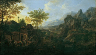 Josef Orient - Ideale Landschaft mit Bauernkirmes.webp