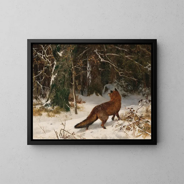 Begegnung im Winter - Josef Schmitzberger — gerahmtes Bild an der Wand
