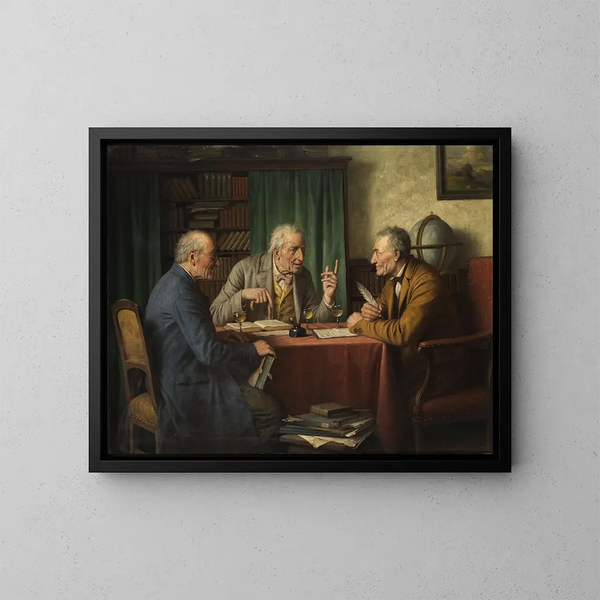 La conversation des savants - Josef Wagner-Höhenberg — gerahmtes Bild an der Wand