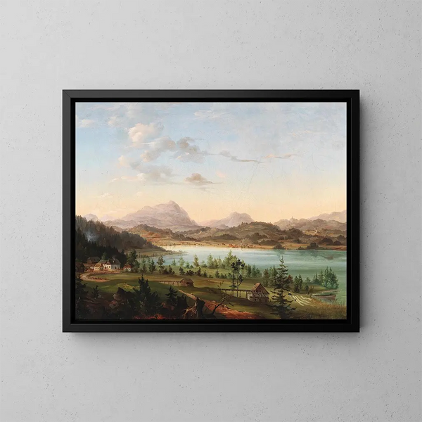 Eine Aussicht auf den Ossiach-See - Josef Willroider — gerahmtes Bild an der Wand