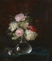 Blumenstrauß in einer Vase aus Glas, die das Fenster des Ateliers des Künstlers widerspiegelt - Joseph Eugène Gilbault — Ansicht des Kunstwerks