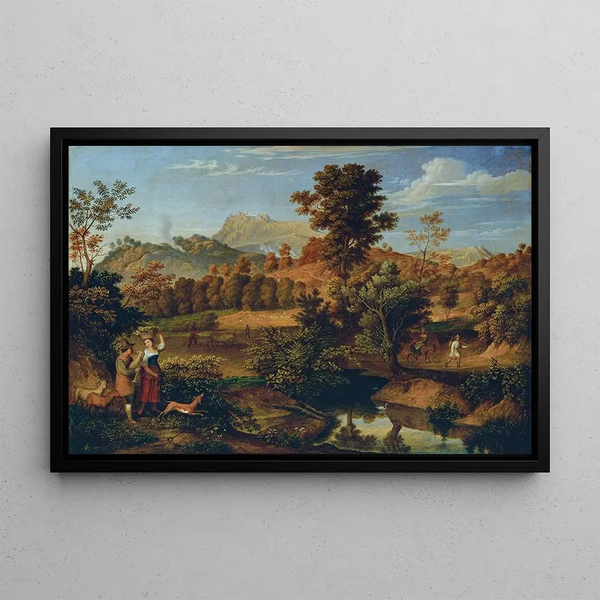 Joseph Anton Koch - Italienische Landschaft mit pflgendem Landmann Die Serpentara bei Olevano Landschaft bei Paliano.webp