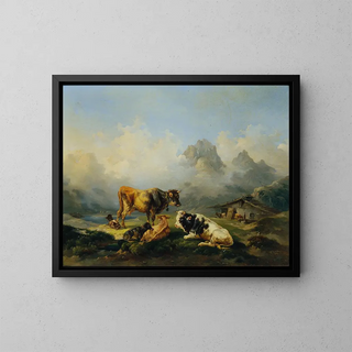 Joseph Heicke - Alm mit Rindern.webp