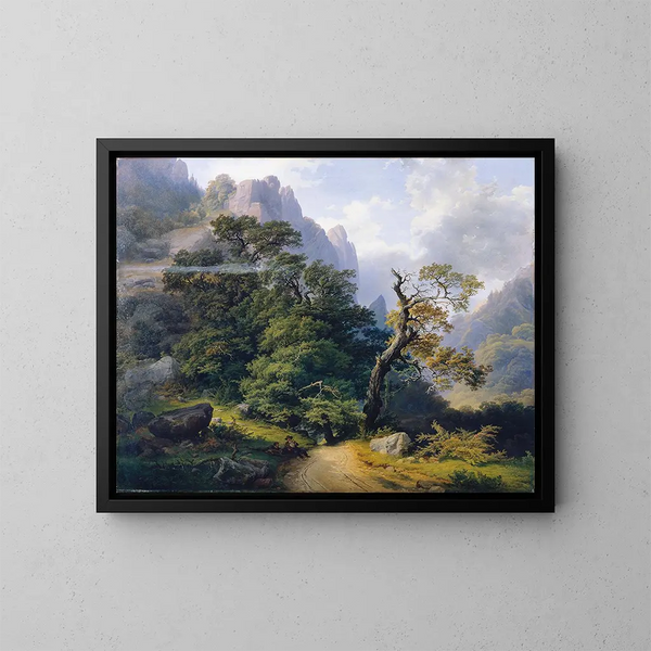 Berglandschaft - Joseph Holzer — gerahmtes Bild an der Wand