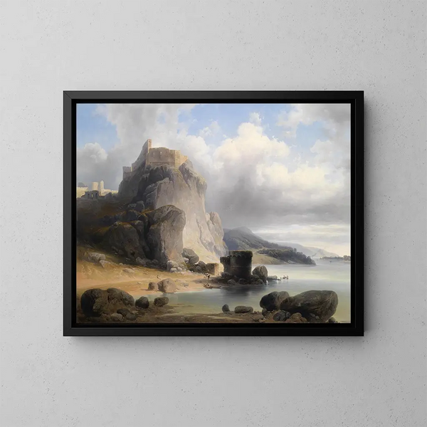 Ansicht auf die Ruine der Burg Devin - Joseph Holzer — gerahmtes Bild an der Wand
