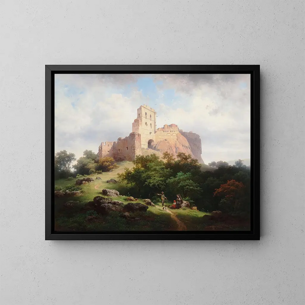 Ruine Paulenstein in der Nähe von Stampfen in Ungarn - Joseph Holzer — gerahmtes Bild an der Wand