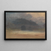 Evening landscape with castle and bridge in Yorkshire - Joseph Mallord William Turner — framed artwork on a wall