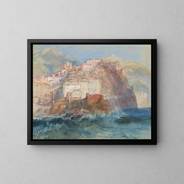 Gênes Ansicht des Meeres mit der Kirche Santa Maria Assunta in Carignano - Joseph Mallord William Turner — gerahmtes Bild an der Wand