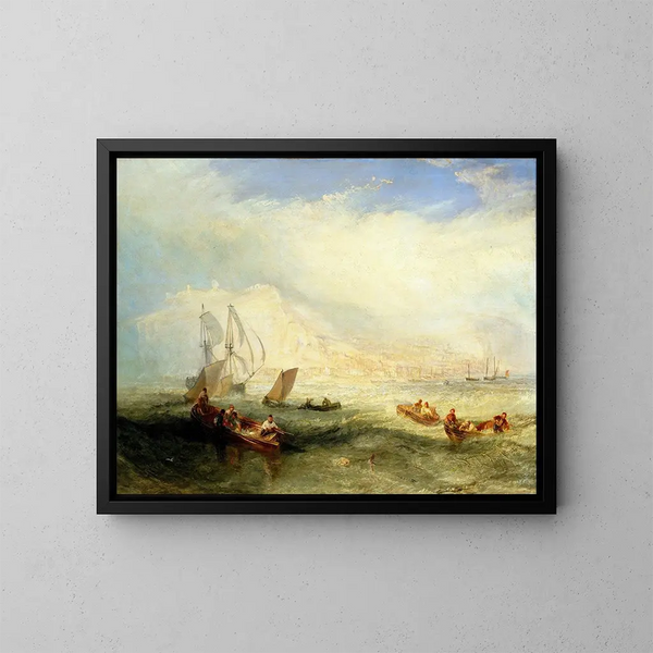Pêche à la ligne au large de Hastings - Joseph Mallord William Turner — gerahmtes Bild an der Wand