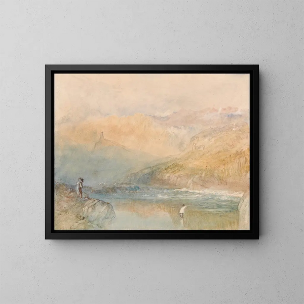 sul fiume Mosa vicino a Traben-Trarbach - Joseph Mallord William Turner — quadro incorniciato alla parete