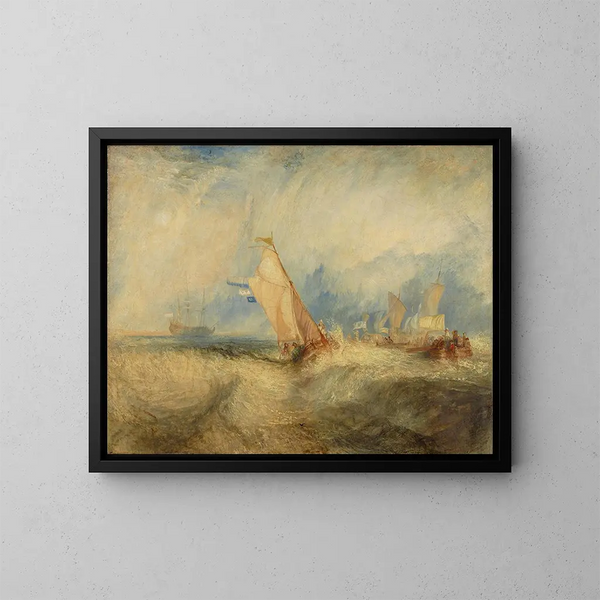 Van Tromp si appresta a piacere ai suoi padroni - Joseph Mallord William Turner — quadro incorniciato alla parete