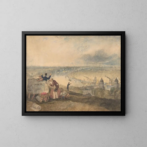 Ansicht von London aus Greenwich - Joseph Mallord William Turner — gerahmtes Bild an der Wand