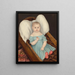 Baby in einem Weidenkorb - Joseph Whiting Stock — gerahmtes Bild an der Wand