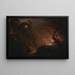Cottage on fire at night - Joseph Wright of Derby — framed artwork on a wall