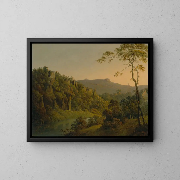Ansicht von Matlock Dale zur Black Rock Klippe - Joseph Wright de Derby — gerahmtes Bild an der Wand