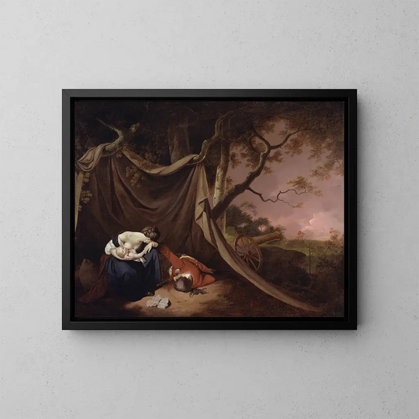 Der tote Soldat - Joseph Wright de Derby — gerahmtes Bild an der Wand