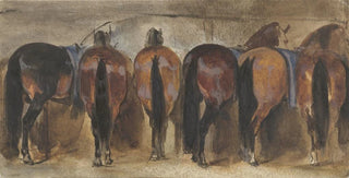 Joseph Zephyris Gengembre - Rustende paarden op stal.webp