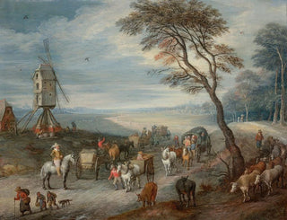 Joseph van Bredael - Le dpart pour le march prs dun moulin.webp