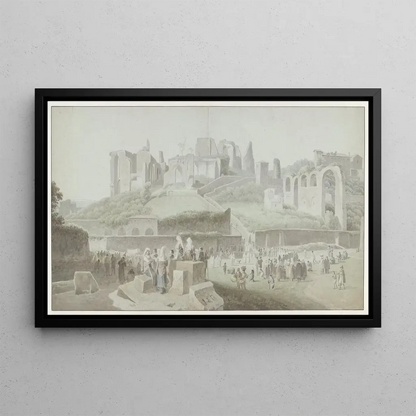 Josephus Augustus Knip - A Procession at the Foot of the Palatine Hill in Rome.webp