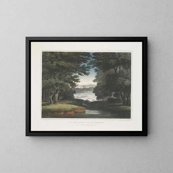 Cascate di Saint-Antoine sul Mississippi - Joshua Shaw — quadro incorniciato alla parete
