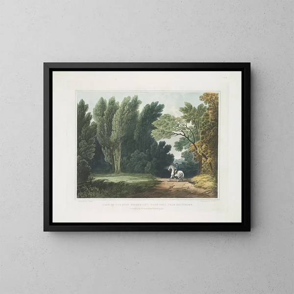 Vista del luogo in cui il generale Ross cadde vicino a Baltimora - Joshua Shaw — quadro incorniciato alla parete