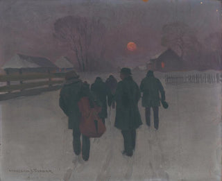 Jozef Teodor Mousson - Musicians Returning in the Early Morning through Snowed Landscape.webp