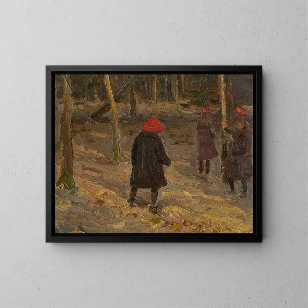 Die Kinder des Künstlers im Park - Jozef Teodor Mousson — gerahmtes Bild an der Wand