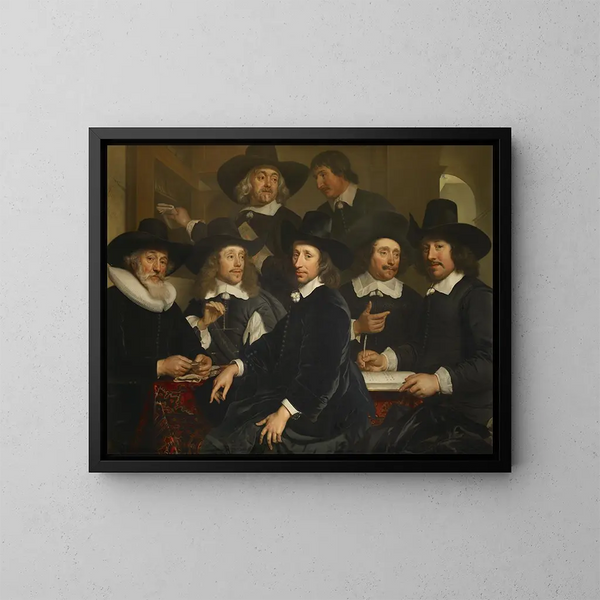 Les régents de l'Oudezijds Huiszittenhuis - Jürgen Ovens — gerahmtes Bild an der Wand