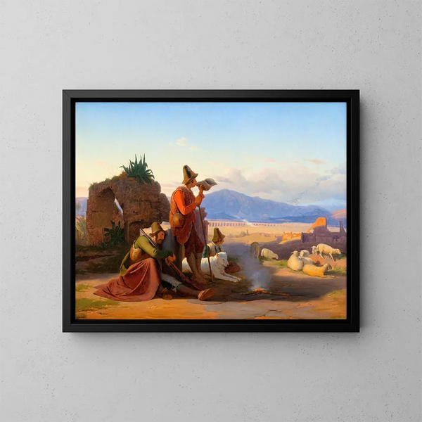 Pastori nella campagna romana - Jørgen Sonne — quadro incorniciato alla parete