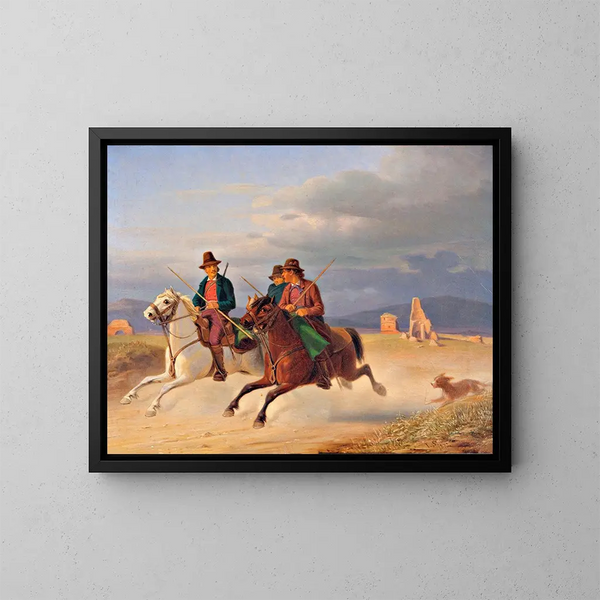 Tre topi a cavallo - Jørgen Sonne — quadro incorniciato alla parete