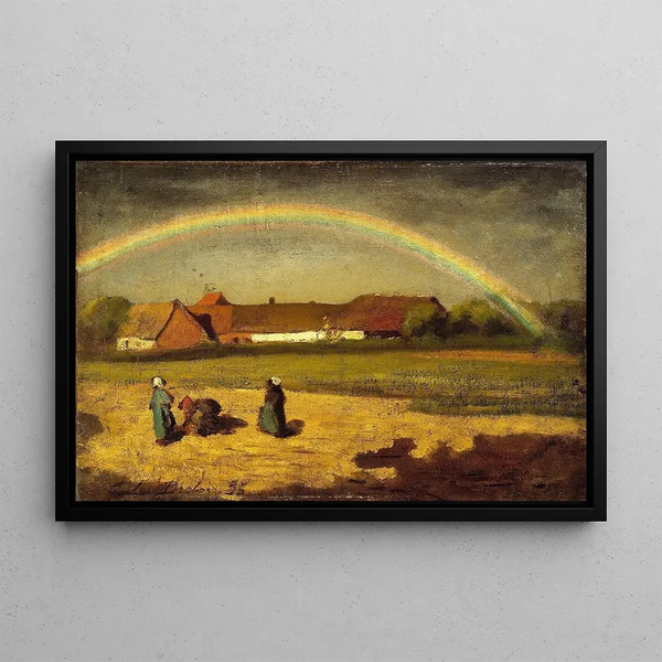L- Regenbogen Gemälde Courrières - Jules Breton — gerahmtes Bild an der Wand