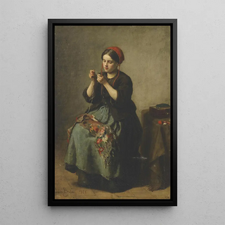 Jules Breton - Peasant woman threading a needle.webp