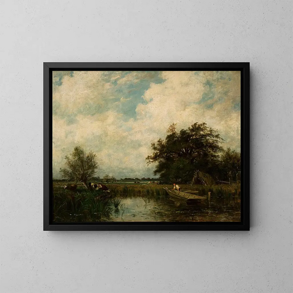 Paesaggio con stagno - Jules Dupré — quadro incorniciato alla parete