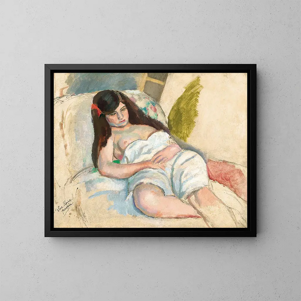 Frau ausgestreckt - Jules Pascin — gerahmtes Bild an der Wand