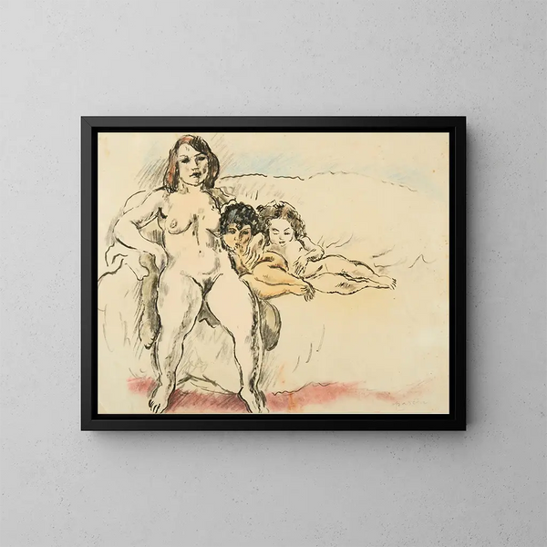 Frauen und Kinder - Jules Pascin — gerahmtes Bild an der Wand